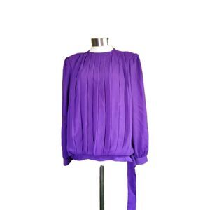 Vintage Monica Richards Purple Long Sleeve Blouse Size 10
